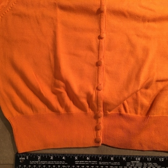 JEANNE PIERRE 100% Cotton SPRING SUMMER Cardigan, ORANGE SHERBET, Size Large - Picture 6 of 8